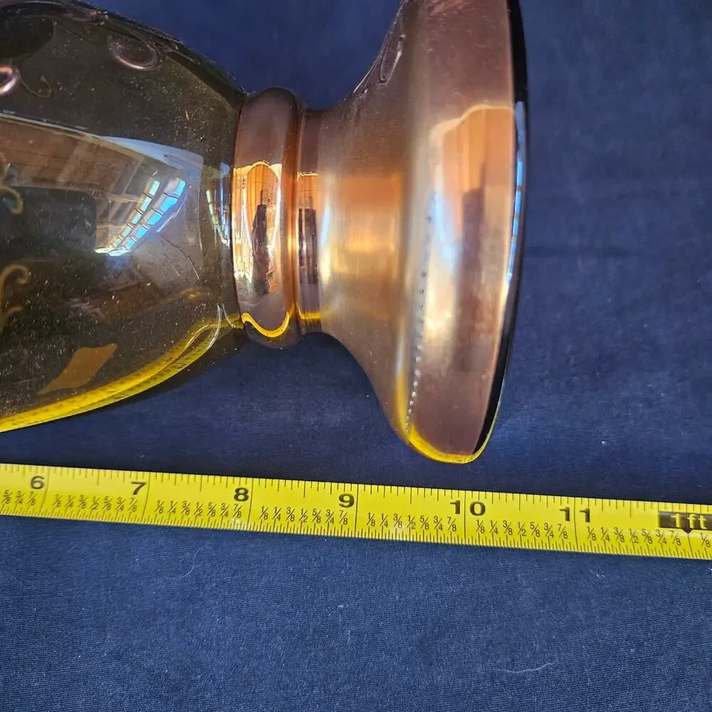 Egermann Gold Bohemian Glass‎ Vase with Enamel Hand Painting Czech 10